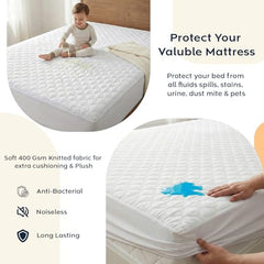 Ayka 100% Waterproof King Size 78x72 inch Cotton Quilted Mattress Protector Breathable Hypoallergenic Noiseless Ultra Soft Elastic Fitted Bed Protector Mattress/Bed Cover (Grey, King (78 * 72”))