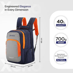 HARISSONS Xeno Travel Laptop Backpack | 40L | Fits 15.6" Laptop | Water-Resistant Dobby PU Polyester | USB Port, Rain Cover, Reflectors, Sternum Strap | Work, College & Commute (Black-Green)