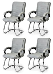 KITHANIA Executive Office Home Study Chair Library Chair with Cushioned Arm Rest & Seat Back, Reception or Conference Room Seating, 100 Kgs Limit (2, Pink, Double Pipe Chrome Frame)