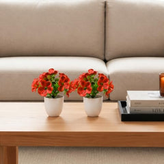 fancymart Artificial Flower Plant Home Décor with Small Size Pot | Pack of 2 | Plant Hanging for Home Decor | Office Decor (DESIGN-01)