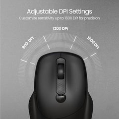 Portronics Toad 35 Wireless Mouse with 2.4 GHz Wireless, Adjustable Sensitivity, USB Receiver, Ergonomic Design, for Laptops, Desktops PC, Mac (Black)