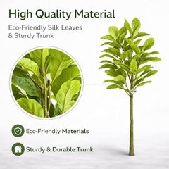 GARDEN GYANI Artificial Areca Palm Plant with Black Pot – 145 cm Tall Faux Tropical Decorative Plant with 35 Leaves for Home, Office & Living Room Décor
