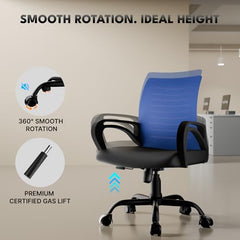 beAAtho® Verona Mesh Mid Back Ergonomic Office Chair with 3 Years Limited Warranty - Adjustable Height, Strong Metal Base, Revolving Study & Computer Chair for Work from Home (Grey)