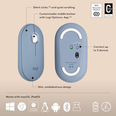 Logitech Pebble 2 Combo, Wireless Keyboard and Mouse, Quiet and Portable, Customisable, Logi Bolt, Bluetooth, Easy-Switch for Windows, macOS, iPadOS, Chrome -
