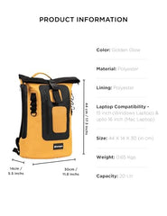 CarryPro MOJO V2.0-20L Everyday Laptop Backpack, Fits Up to 15.6 Inch Roll Top Laptop Bag for Office, College & Travel, Water Resistant Fabric, Ultra Lightweight Bag, 1 Year Warranty - Hot Orange