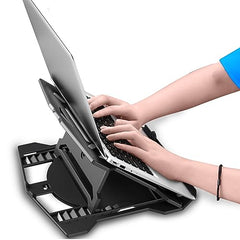 Amazon Basics ABS 2-in-1 Laptop and Mobile Stand, Ergonomic, Adjustable Height, Anti-Slip Base, Heat Dissipation, Portable, Lightweight, Compatible with All Laptops Up to 15.6" (Black)