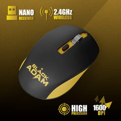 ZEBRONICS Zeb-Jaguar Wireless Mouse, 2.4GHz with USB Nano Receiver, High Precision Optical Tracking, 4 Buttons, Plug & Play, Ambidextrous, for PC/Mac/Laptop (Black+Grey)