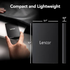 Lexar 1TB SL500 Portable SSD, Up to 2000MB/s, Compatible w/Type-C Laptops, iPhone 15/16, Smartphones, Tablets, PS5, Xbox, USB 3.2 Gen 2x2, Slim & Lightweight, External SSD, Black (LSL500X001T-RNBNU)