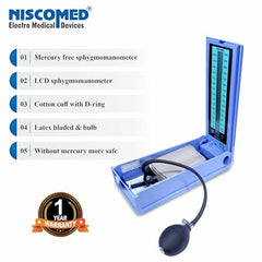 NISCOMED PW-216 Digital Mercury BP Apparatus (Mercury-Free) for Doctor & Clinic Use | Manual Blood Pressure Monitor with Vertical LCD Scale | Accurate & Durable