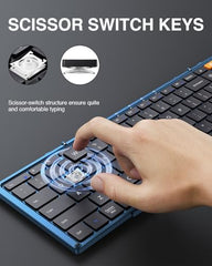 ProtoArc Foldable Bluetooth Keyboard, XK01 Full Size Folding Wireless Keyboard with Number Pad, Portable Travel Keyboard for Windows iOS Android Tablets, Laptops, iPad