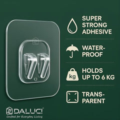 DALUCI 5 Pair Heavy Duty Male-Female Interlocking Adhesive Wall Hooks for Hanging | Sticker Hooks for Wall Heavy Items | Nail-Free Wall Hanger Hook for Bathroom, Kitchen (Male - Female, Pack of 10)