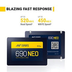 Ant Esports 690 Neo Sata 2.5" 512GB Internal Solid State Drive/SSD with SATA III Interface, 6Gb/s, Fast Performance, Read/Write - 520/450 MB/s, Quad Channel Controller compatible with PC and LAPTOP