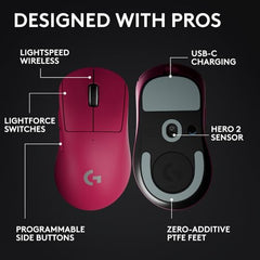 Logitech G PRO X Superlight 2 DEX Lightspeed Wireless Gaming Mouse, 60g Pro-Grade Lightweight Mouse with 5 Programmable Buttons, 44k DPI Sensor, USB-C Charging, for PC/Mac - White