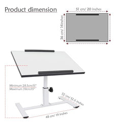 ISOMARS Multipurpose Laptop Table Desk & Height Adjustable Bed Table for Work from Home & Online Classes (White)