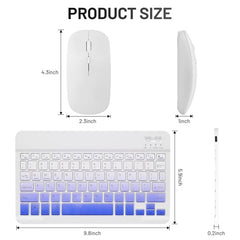 Bluetooth Keyboard and Mouse Combo Rechargeable Portable Wireless Keyboard Mouse Set for Apple iPad iPhone iOS 13 and Above Samsung Tablet Phone Smartphone Android Windows (Gradient White Purple)
