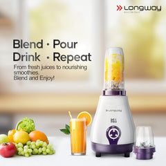 Longway Mix Pro 550 Watt Mixer Grinder with 4 Jars for Grinding, Mixing, Blending, Juicing with Powerful Motor (Black & Gray,4 Jars)