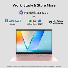 ASUS Vivobook S16 (2026),Smartchoice,AMD Ryzen AI 5 330,AMD Radeon iGPU,16GB RAM (Upgradeable),512GB SSD,FHD,OLED,16"(40 cm),Win 11,M365 Basic(1Y),Office 24,BFF Peachy,1.7 Kg,M3607KA-SH147WS,AI Laptop