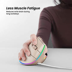 Nulea Wired Vertical Mouse, USB Ergonomic Optical Mouse with 4 Adjustable DPI, 11 RGB Backlight Modes, Compatible for Laptop, PC, Desktop, Mac, Grey
