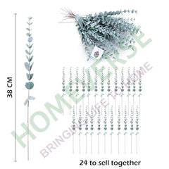 HOMEVERSE Artificial Faux Eucalyptus Stems, Green, 24pcs | Fake Leaves, For Wedding Bouquet Centerpiece, For Table Decoration, Vase Not Included