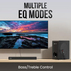 Portronics 140W Pure Sound 110 2.1 Channel Home Theatre with Deep Base Wired Subwoofer, Bluetooth 5.3, TI DSP Chipset, HDMI ARC, Optical, USB, AUX, Multiple EQ Modes, Remote (Black)