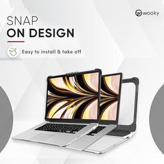 WOOKY MacBook Air M1 13.3 inch Shockproof 360 Degree PC + TPU Protection Plastic Hard Shell Flip Cover Case for MacBook Air A1932 A2179 A2337 (13.3 inch) - Black Clear