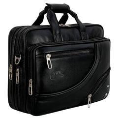 Leather World Vegan Leather 15.6 Inch Laptop Office Briefcase Messenger Bag Satchel for Men and Women, with Adjustable Strap and Expandable Bottom (Brown)