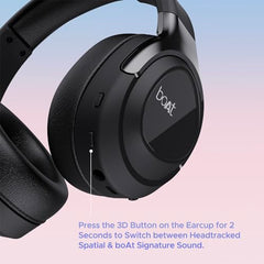 boAt Nirvana Eutopia Bluetooth Headphones with Head Tracking Function, Spatial Audio,20 HRS Playtime, ENx™ Tech, ASAP™ Charge, Hearables App(Android & iOS Compatible)(Primia Black)