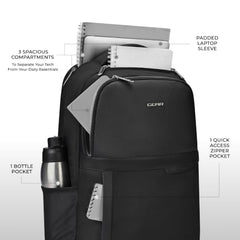 Gear Alpha 18.5”/28L Large Water Resistant Laptop Backpack | Travel Backpack | Casual Backpack for men/women (Black-Black)