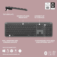 Logitech MK950 Signature Slim Wireless Keyboard and Mouse Combo, Sleek Design, Quiet Typing and Clicking, Switch Across Three Devices, Bluetooth, Multi-OS, Works with Windows and Mac - White