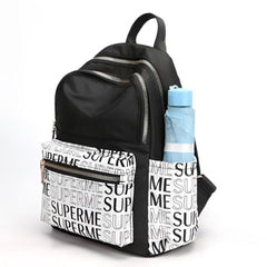 WANQLYN Ethnic Style Backpack For Women and Girls,Fashion Bag,Nylon College,School,Office Bag,Printed Backpack (Leaf Black)