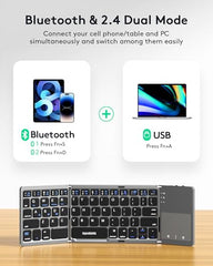 Samsers Foldable Bluetooth Keyboard with Touchpad, Ultra Slim Compact,Black