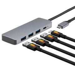 Amazon Basics Pro Series 6-in-1 USB HUB, USB-C PD 3, HDMI (4k@60Hz), USB 3.0-5 GBPS Data Transfer Speed, Aux 3.5, Docking Station with Instant Screen- On/Off and One-Click Mute Button (Turquoise)