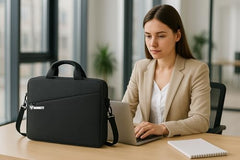 Bennett™ Mystic Unisex Adult Men's Laptop Bag 15.6 inch Side Shoulder Briefcase Satchel Messenger Business Bags for Men & Women Front Pocket for Laptop Accessories - Black (6 Month Warranty)