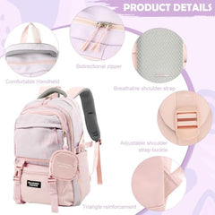 TS WITH TECHSUN College Laptop Backpack for Women & Teens with Zipper Pouch | School Bag for Girls 13-14 Years | 18 Inch Book Backpack | Travel School Bag, Tuition, Coaching (CAPYBARA - BROWN)