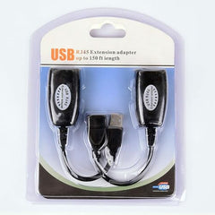 VOOCME 150 Ft USB (Male) to RJ45 + US,B (Female) US,B Over Cat5/5e/6 Extension Adapter RJ45 -Up to 150ft Length USB LAN Extender for US,B Cameras Printers Keyboard Mouse (SMR-150FT-001)