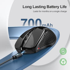 TECKNET Wireless Mouse, BT 5.0/2.4G, Rechargeable 6-DPI Silent, Grey