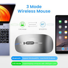 Verilux® Transparent Wireless Bluetooth Mouse with 2.4G USB-C & Bluetooth | [Battery Level Visible] Mouse for Laptop Wireless with 1600DPI Ergonomic Silent for Laptop Wireless, PC, iPad, IOS, Orange