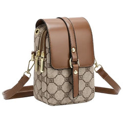 MOMISY Women’s Crossbody Sling Bag | PVC Leather Mini Shoulder Bag with Magnetic Buckle & Adjustable Strap(Light Brown)