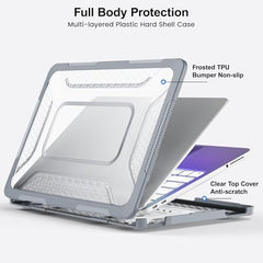 ProElite Transparent Case for MacBook Neo 13 inch 2026 Model Touch ID, Heavy Duty Honeycomb Hard Shell with Slim TPU Bumper and Fold Kickstand, Dark Blue