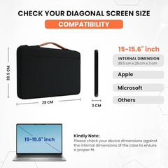 Dyazo 15.6 Inch Laptop Sleeve with Handle & Front Accessory Pocket with Organized Compartments | Soft Interior Padded Protective Case | Compatible for MacBook, HP, Dell, Lenovo, Asus & More (Grey)