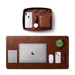 DailyObjects Combo Super Smooth Vegan Leather Reversible, Anti Slip, Water Resistent Felt Turf 2.0 Desk Mat | Vegan Leather Black Desk Tray Organiser - Set of 2