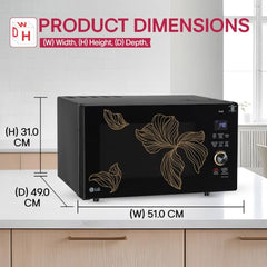 LG 28 L Charcoal Convection Healthy Microwave Oven with 301 Auto Cook Menu (MJ2887BIUM, Black, Healthy Heart Recipes, Diet Fry, 360° Motorised Rotisserie & 10 Years of warranty on Charcoal Heater)