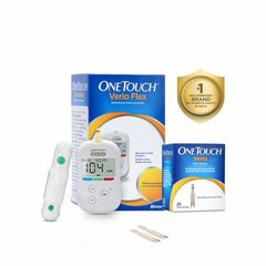 OneTouch Verio Flex glucometer with 10+50 Test Strips | Sync your results with OneTouch Reveal mobile app| Simple & accurate testing of blood sugar | Includes 10 Sterile Lancets + 1 Lancing device