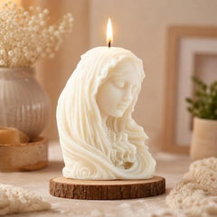 Decorative Fragrance Candle with Raised 3D Ivory Swirl Pillar Artwork | Long Burning Scented Candle for Home Décor, Living Room, Bedroom, Meditation Space, Table Decoration & Gift