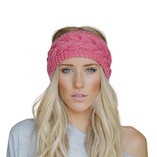 Momisy Knitted Winter Twist Woolen Warm Headband Cold Weather Hair Accessories Head Wrap Winter Designer Headbands for Women & Men- Peach
