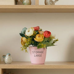 Dekorly Premium Artificial New Rose Flower with Pink Decorative Pot (Storage Large) – 22 cm Faux Flower Arrangement for Home Decor Living Room Bedroom Office Decor (1, Rose)