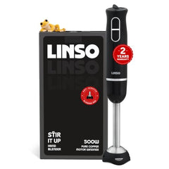 LINSO FULL STACK 1100W India's 1st Anti-Scratch 4-in-1 Hand Blender | 2-Year Warranty | 8 Speeds + Turbo | 860ml Chopper + Egg Whisk + Beaker | SS304 Blade | UK-Based Brand | Pure Copper DC Motor