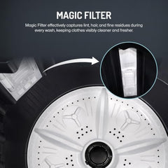 VW Visio World 8.5 kg semiautomatic Top Load Washer Only with Powerful Wash, V8 Supreme-Wash, Black/Grey