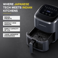 The Better Home Fumato 4.5L Digital Air Fryer, 1500W | Made for Indian Cooking | 7 Smart Presets | 360° Rapid Hot Air | Touchscreen | Viewing Window with Light | Recipe Book | 1-Year Warranty