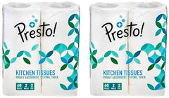 Amazon Brand - Presto! 2 Ply Kitchen Tissue Paper Roll | 720 Pulls | 60 Kitchen Towels X 12 Rolls | Soft And Highly Absorbent | 100% Natural Virgin Cellulose Fiber
